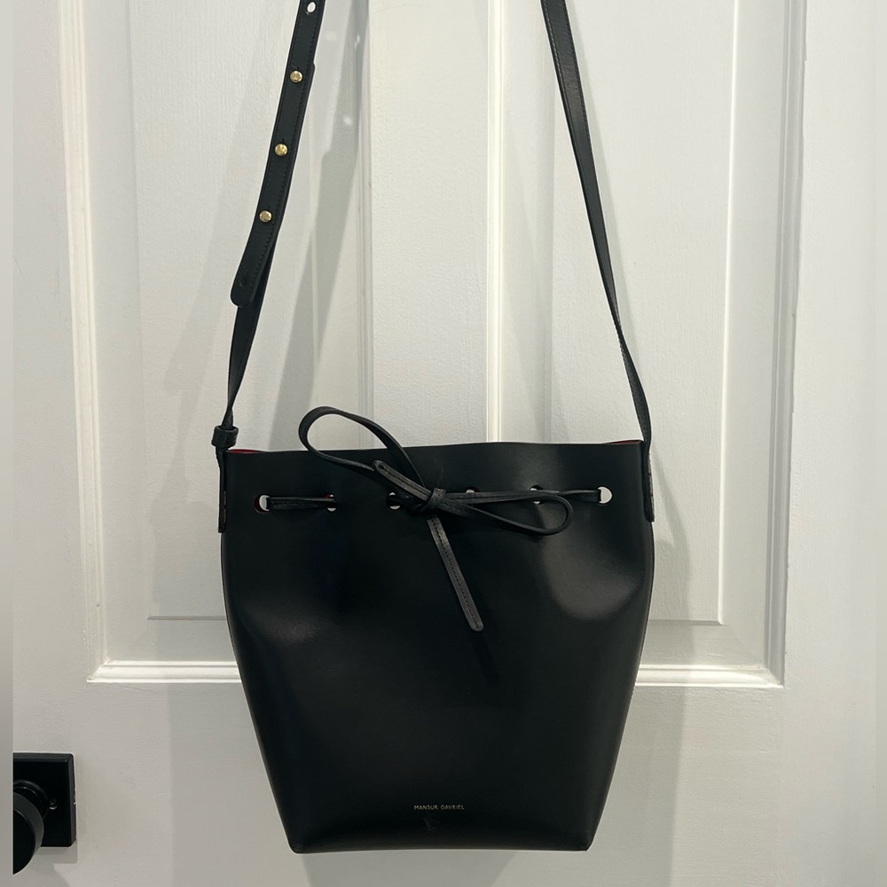 Manseur Gavriel black mini bucket bag